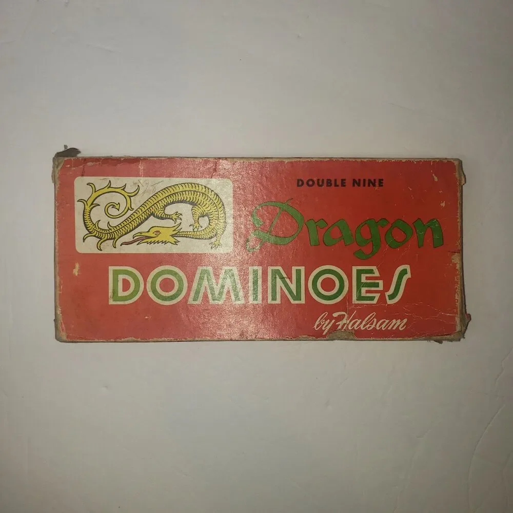 Vintage Double Nine Dragon Dominoes Game by Halsam Set No. 920